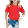 thumbnail image 1 of 2DXuixsh T-Shirt Fille Hauts Décontractés Manches Courtes Ample Doux Blouse T-Shirt T-Shirt pour Enfants Demi-Manches Col Rond T-Shirt à Imprimé Dessin Animé Hauts Rouge Taille 130, 1 of 1