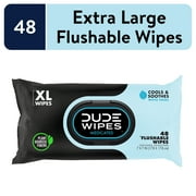 DUDE Wipes Flushable Wipes, Unscented XL Medicated Wet Wipes for Hemorrhoid Relief, 48 Ct