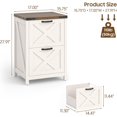 thumbnail image 3 of 2 Drawer Small File Cabinet, Farmhouse Vertical Filing Cabinet Fits Letter and A4 Size, Under Desk Wooden File Cabinets for Home Office, Printer Stand, Rustic White, 3 of 8