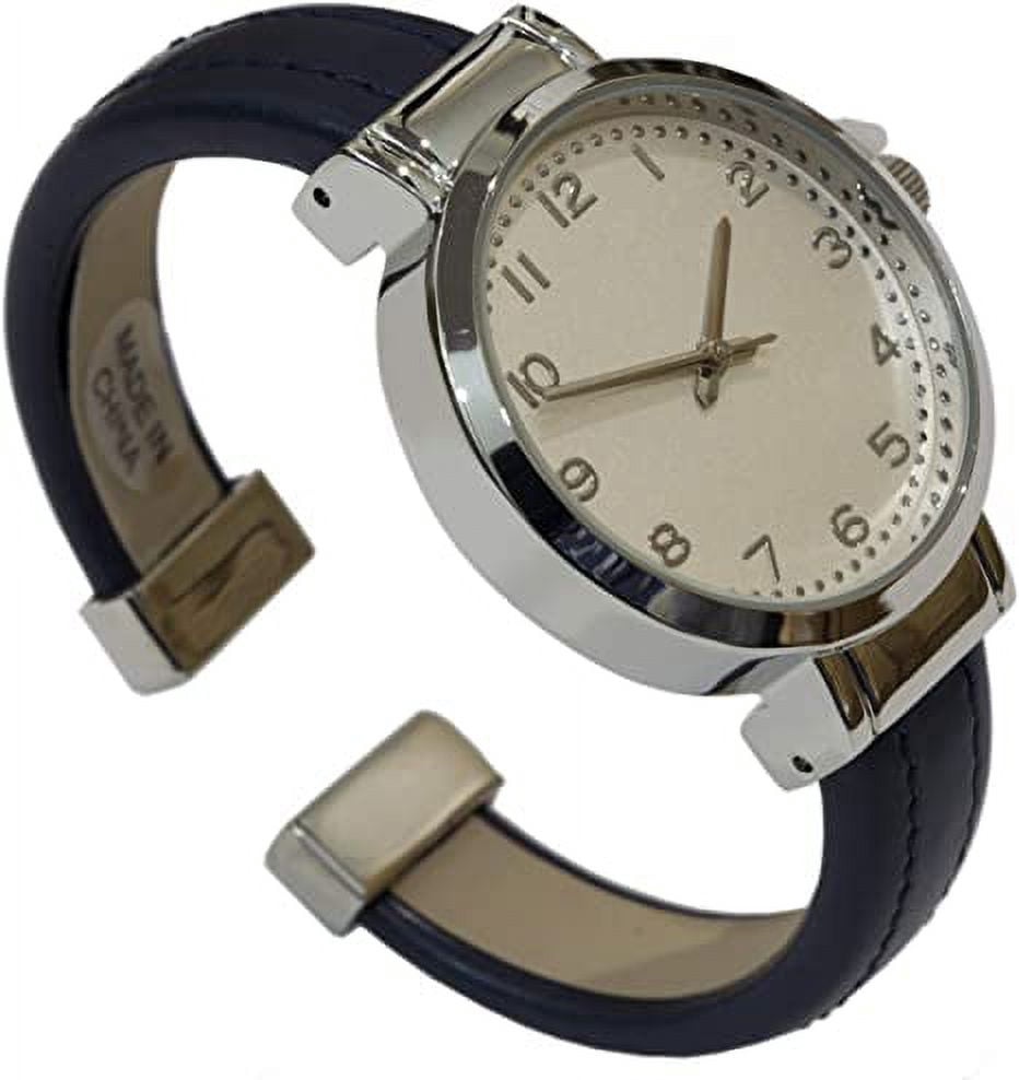 Blekon Collections Japanese Quartz Womens Fashion Leather Bangle Cuff Watch