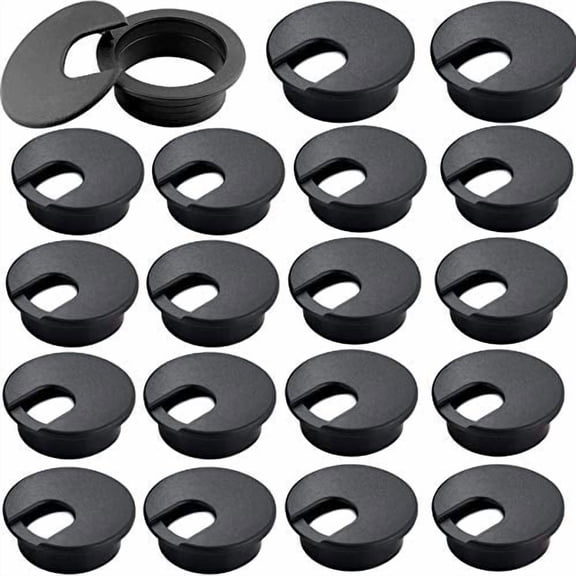 20 Pack 2" Black Plastic Desk Grommet, 2" Hole Cover, Organizers, Cord & Cable Management