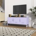 thumbnail image 2 of 3 Door Lockable Metal TV Stand Storage Cabinet with Accent Cabinet Locker, Wide Heavy Duty Media Console for Large 100+ Inch TVs, Home Office Entertainment Center, Purple 22"H X 47.3"W X 13.8"D, 2 of 9