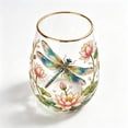thumbnail image 5 of Hand Painted Dragonfly Lotus Pattern Stemless Glass Tumbler Gold Rim Elegant Clear Beverage Cup For Water Juice Home Table Decoration(Clear-11.3CM), 5 of 7