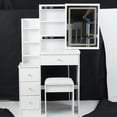 thumbnail image 5 of Small Size Left Bedside Cabinet Vanity Table + Cushioned Stool, Touch Control Sliding LED Mirror, Tri-color Switching, Brightness Adjust, Multi Layer, Suitable for Small Space, EPA,GCC,UL Certificate, 5 of 5