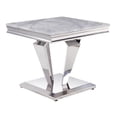 thumbnail image 2 of Benjara End Table with Faux Marble Top and Metal Base, White and Silver, 2 of 6