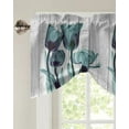 thumbnail image 2 of Water Green Flowers Tulip Wood Panel Kitchen Valance Curtain Window Valance for Living Room Bedroom Tie Up Valance Curtain, 2 of 6