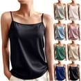 thumbnail image 3 of Women Silk Satin Tank Tops Dressy Scoop Neck Camisole Sleeveless Blouses Shirts Casual Summer Tank for Work Business, 3 of 4