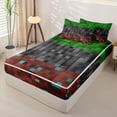 thumbnail image 2 of Homewish Miner Game Zipper Full Size Comforter Sets with Fitted Sheet and 2 Pillowcases For Kids Boys,Pixelated Theme Checkered Zipper Bedding Set,Gamepad Reversible,4-Piece, 2 of 7