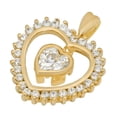 thumbnail image 5 of 14K Gold Heavy Plated Heart Shaped CZ Halo Pendant w/Floating Heart CZ + 30 inch 2.4mm Figaro Chain Necklace Set, 5 of 7