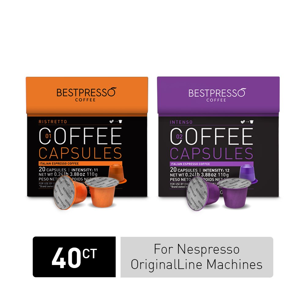 Bestpresso Coffee Capsules For Nespresso OriginalLine Machines, 40