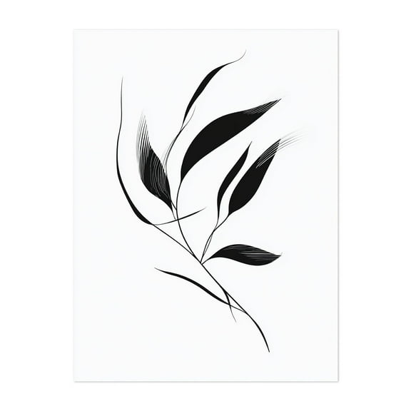 Minimalist Floral Art - Line Drawing Line Art Minimalist Black and White Abstract Botanical Floral Modern Art Unframed Wall Art Print 5 x 7 inches