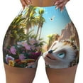 thumbnail image 2 of Lsque Playful Hedgehog Forest Pond Pattern High Waisted Biker Shorts for Women-Tummy Control Fitness Athletic Workout Running Yoga Gym Shorts,Moisture-Wicking-Small, 2 of 9