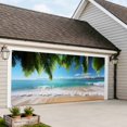thumbnail image 4 of Ocean Beach Garage Door Cover Banner 7 x 16 FT, Palm Trees Summer Tropical Island Seaside Garage Door Curtains Backdrop with Grommets for Indoor Outdoor Wall Party Porch Yard Decorations Background, 4 of 9