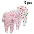 thumbnail image 2 of Combinaison Bébé Unisexe Coton 3 Pcs Manches Longues Combinaison Bébé à Pieds, 2 of 10