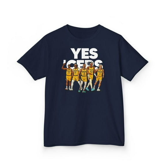 Indiana Yes Cers Starting 5 Basketball Cartoon Kids Heavy Cotton Tee-KBIND5001B-Navy-XS