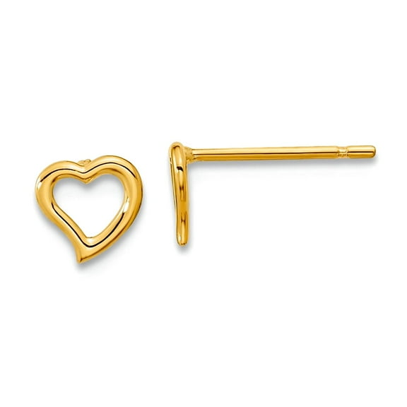 14k Yellow Gold Polished Double Love Heart Post Earrings 5x6mm Wide Stud Earring for Women