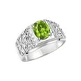 thumbnail image 4 of RYLOS Men's Rings Sterling Silver Designer Nugget Ring Oval 9X7MM Gemstone & Diamonds  Peridot August Birthstone Rings For Man Size 12, 4 of 7