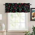 thumbnail image 3 of Kitchen Valances for Window, Christmas Red Green Paws Texture Light Filtering Rod Pocket Valance Curtain, Winter Snowflake on Black &nbsp;Short Curtains Window Topper for Bedroom Living Room 60x18in, 3 of 9