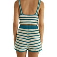 thumbnail image 6 of KelaJuan Women's Summer 2PCS Outfit Sets Sleeveless V Neck Crop Tops + Casual Striped Shorts, 6 of 6