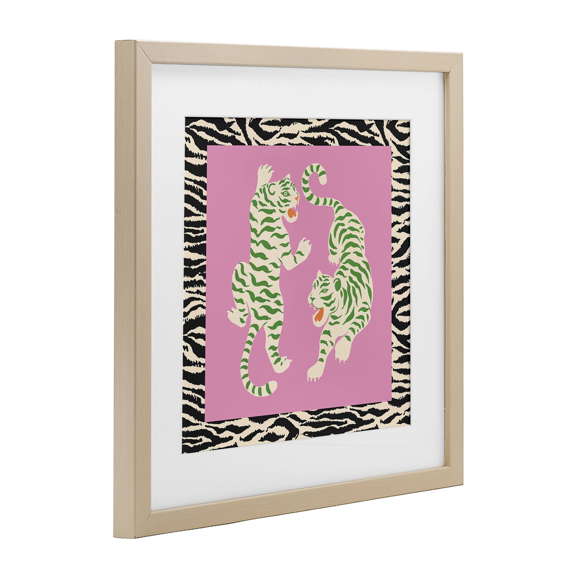 Stupell Industries Purple & Green Twin Tigers Birch Framed Print Under Glass, design by Karolina Sato