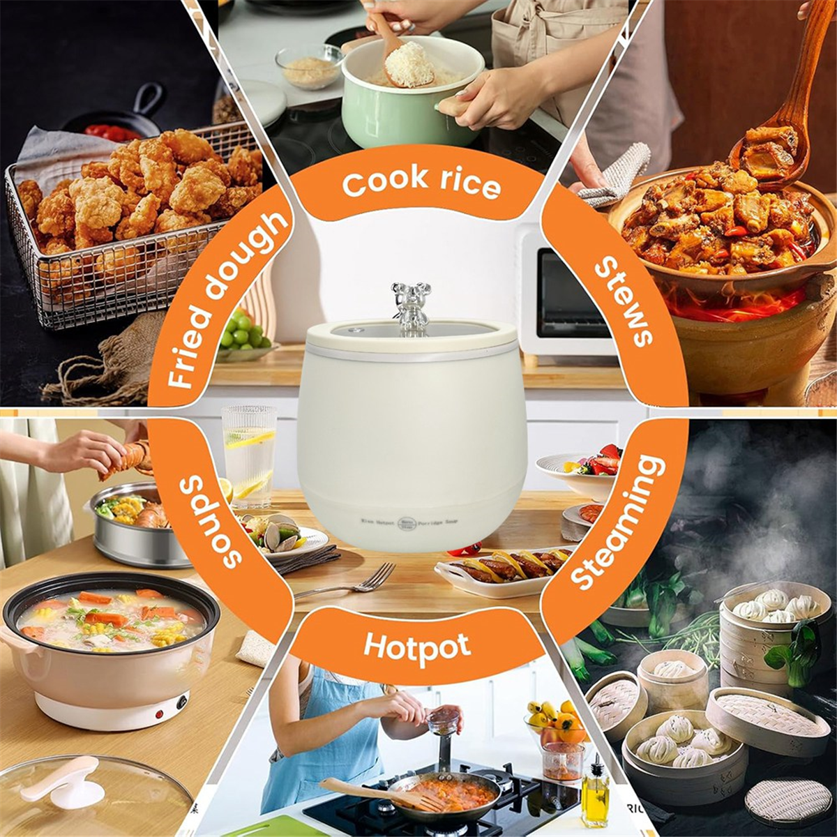 Multifunctional Small Rice Cooker Dormitory Single Steaming and Soup Making Smart Mini Rice Cooker US Plug