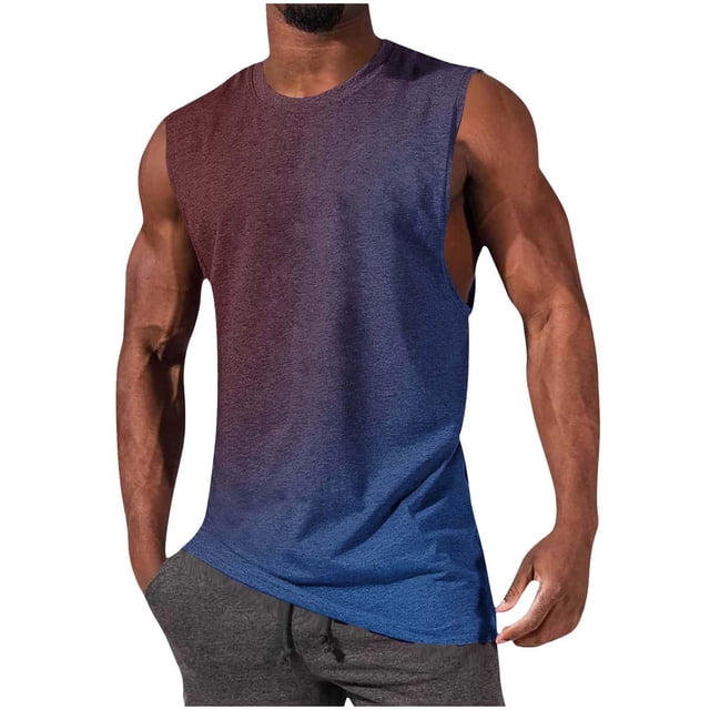 Pullover de Impresión de Moda Casual de los Hombres Cuello Redondo sin Mangas para Deportes Al Aire Libre Y Uso Diario