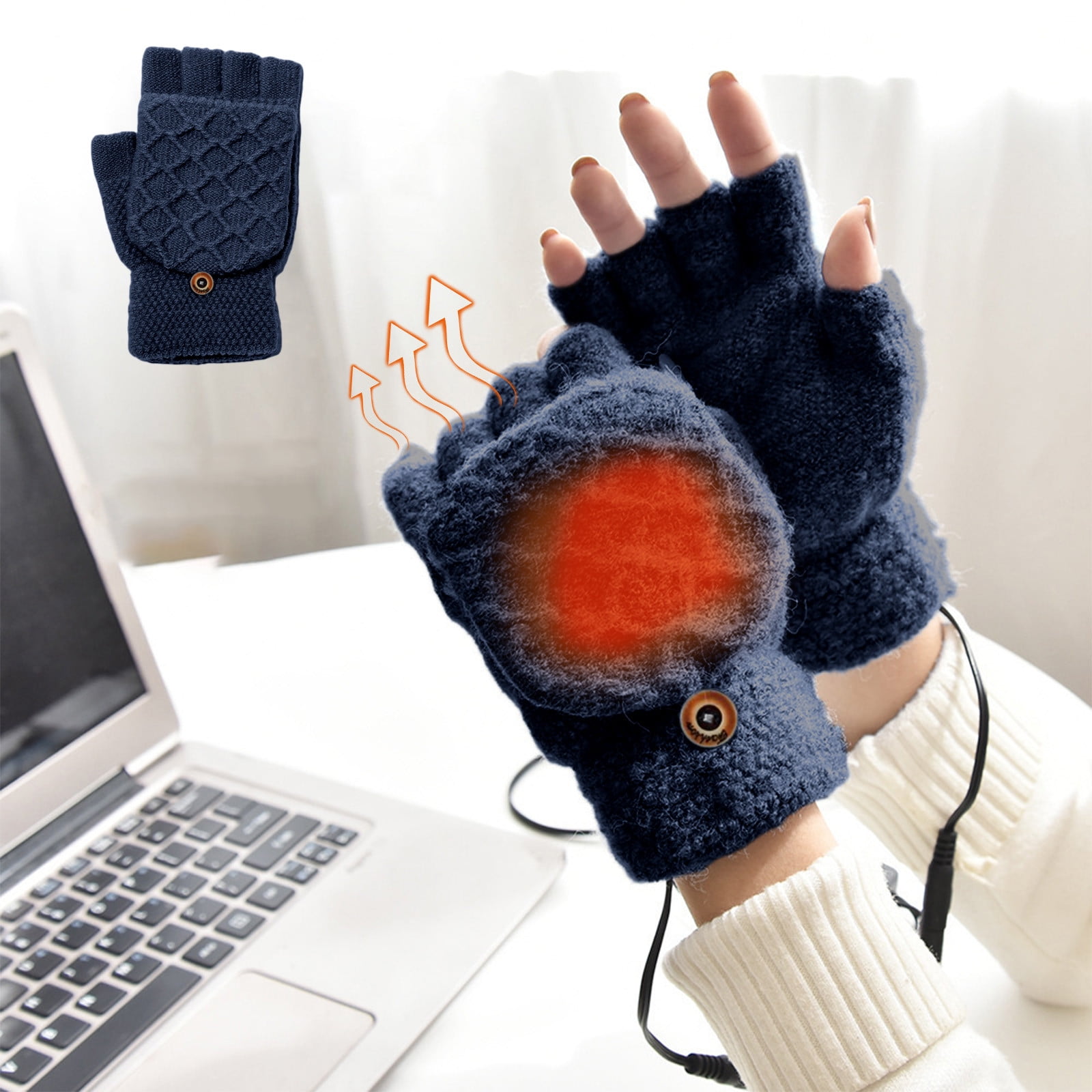 Dvkptbk USB Heated Gloves for Men Women, Winter Gloves for Cold