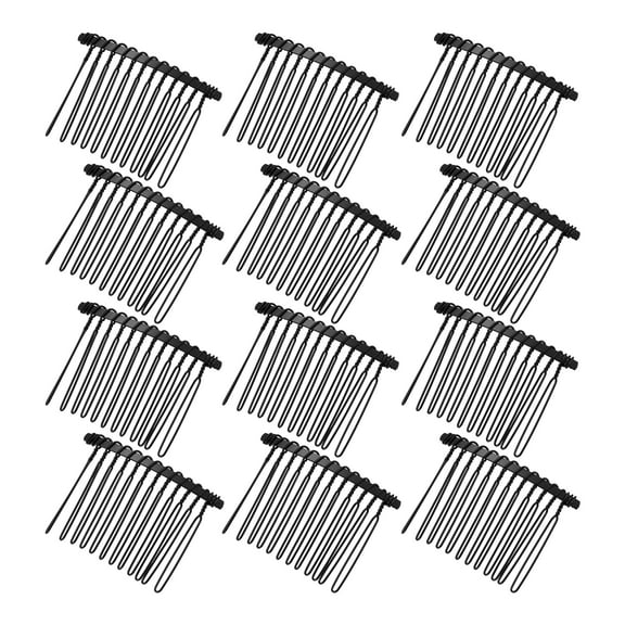 Unique Bargains 12 Pcs No Slip Hair Side Combs Accessories Metal 2" Black
