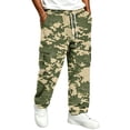 thumbnail image 3 of GrmtClth Men's Camo Cargo Straight Leg Pants Adjustable Drawstring Elastic Waist Multi Utility Pocket Outdoor Walking Trousers Army Green 3XL, 3 of 8