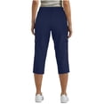 thumbnail image 5 of ClodeEU Women's Elastic Waist Cargo Capri Pants,Casual Cropped Trousers with Pockets Dark Blue,Womens Plus L, 5 of 8