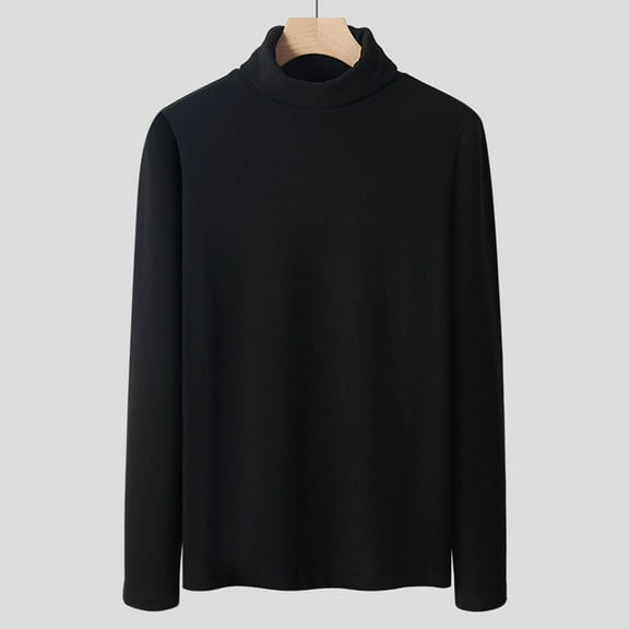 REZUOFI Mens Stand Collar Long Sleeve Knit Sweater Solid Color Warm Casual Loose for Winter Daily