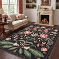 thumbnail image 5 of Garvee 5'x7' Modern Retro Floral Area Rug Washable Printed Carpet, Non Slip Low Pile Indoor Rug for Living Room Bedroom Dining Room, Purple Black, 5 of 10