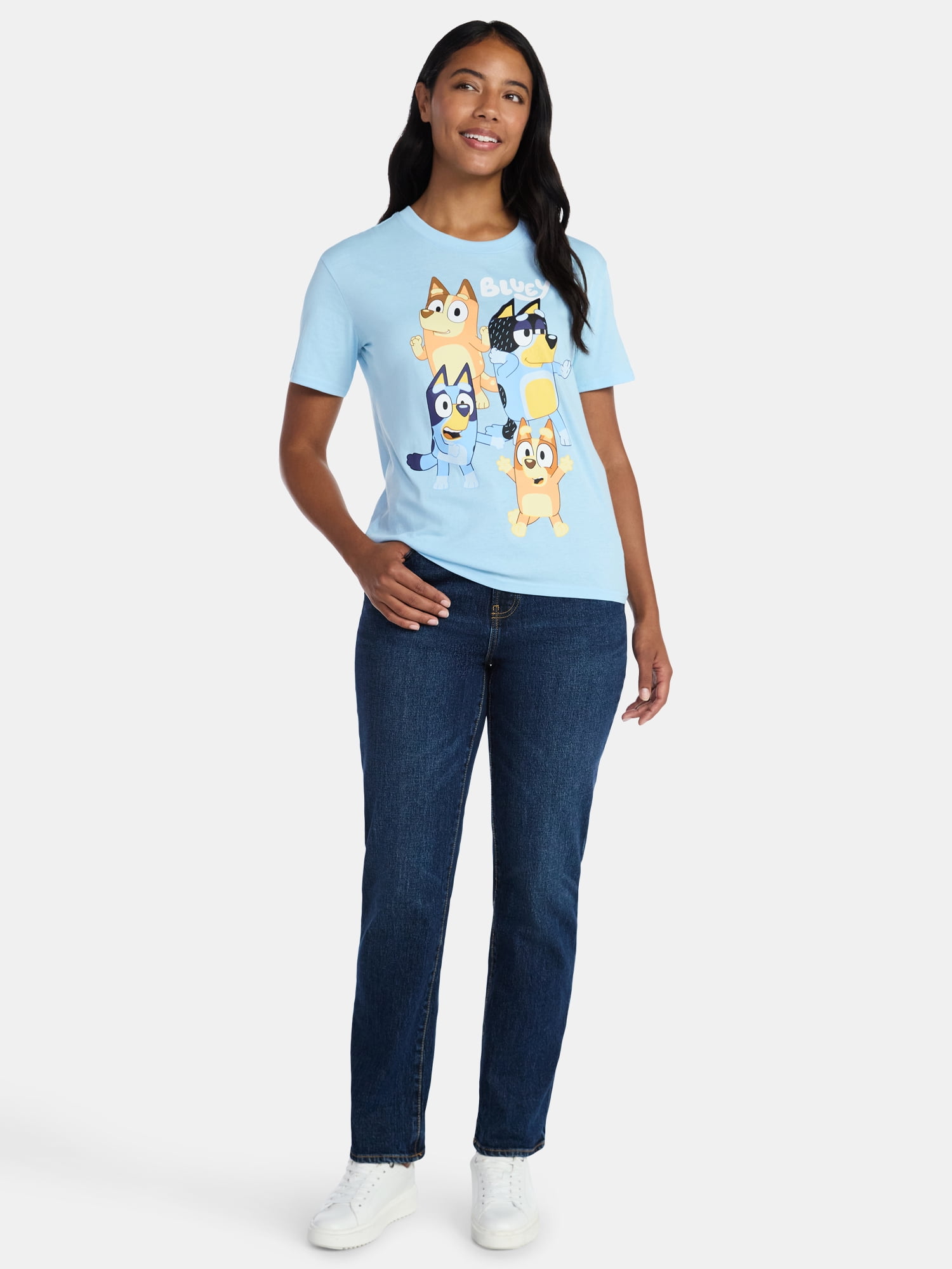 Bluey Women's Graphic Tee with Short Sleeves, Sizes XXS-XXL