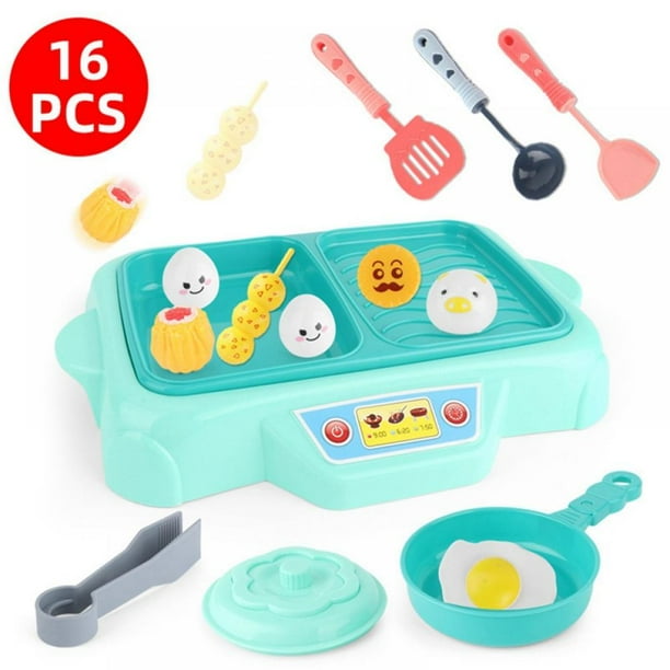 16 PCs Mini Play Food for Kids Kitchen, Toy Foods, Egg, Cake and Fast Food for Pretend Play