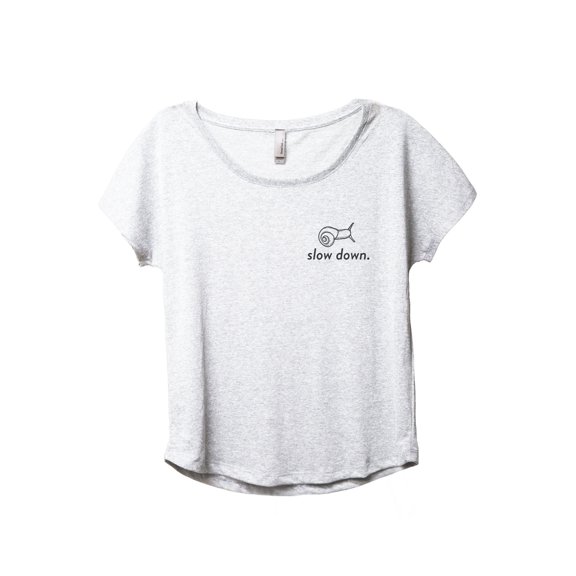 Slow Down Women's Fashion Slouchy Dolman T-Shirt Tee Heather White Large