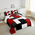 thumbnail image 4 of Manfei Red Square Bedding Sets Twin with Comforter, Modern Geometric Comforter Sets Twin Size, Chic Abstract Down Comforter, Microfiber Room Decor, 2-Piece, 4 of 8