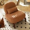 thumbnail image 3 of S-HOME Velvet Accent Chair with Solid Wood Legs, Comfy Armless Design Ideal for Living Room and Cozy Bedroom Decor，Caramel, 3 of 15