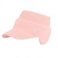 thumbnail image 2 of Women Winter Hat Empty Top Ear Short Brim Thick Plush Knitted Peaked Cap Rhinestone Letter Decor Elastic Daily Headgear, 2 of 8