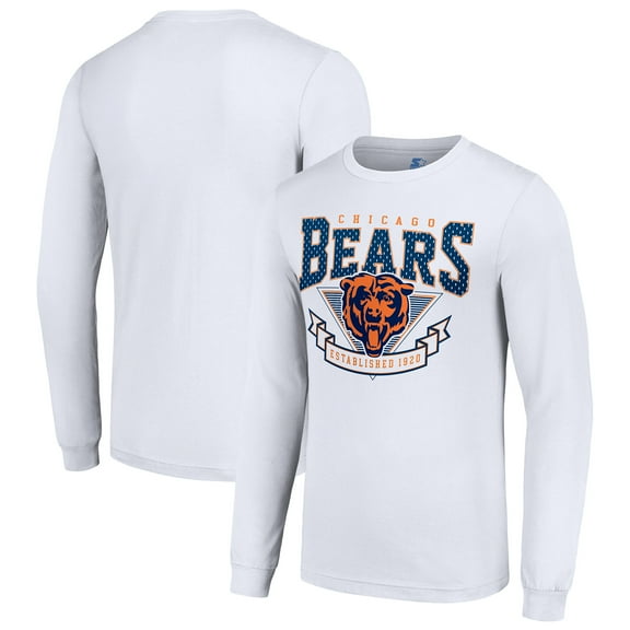 Men's Starter White Chicago Bears '80s Inspired Team Logo Long Sleeve T-Shirt
