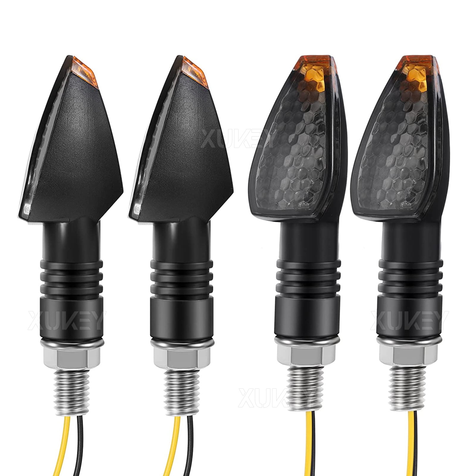 AUTOXBERT 4X Motorcycle Turn Signals Lights Indicators Bike LED Blinkers Amber 10MM Universal