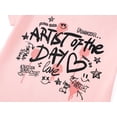 thumbnail image 3 of Serdomi Girls Short Sleeve T-shirt Summer Tops for Kids Trendy Pink Graffiti Crewneck Tee Graphic Outfits Size 7/8, 3 of 7
