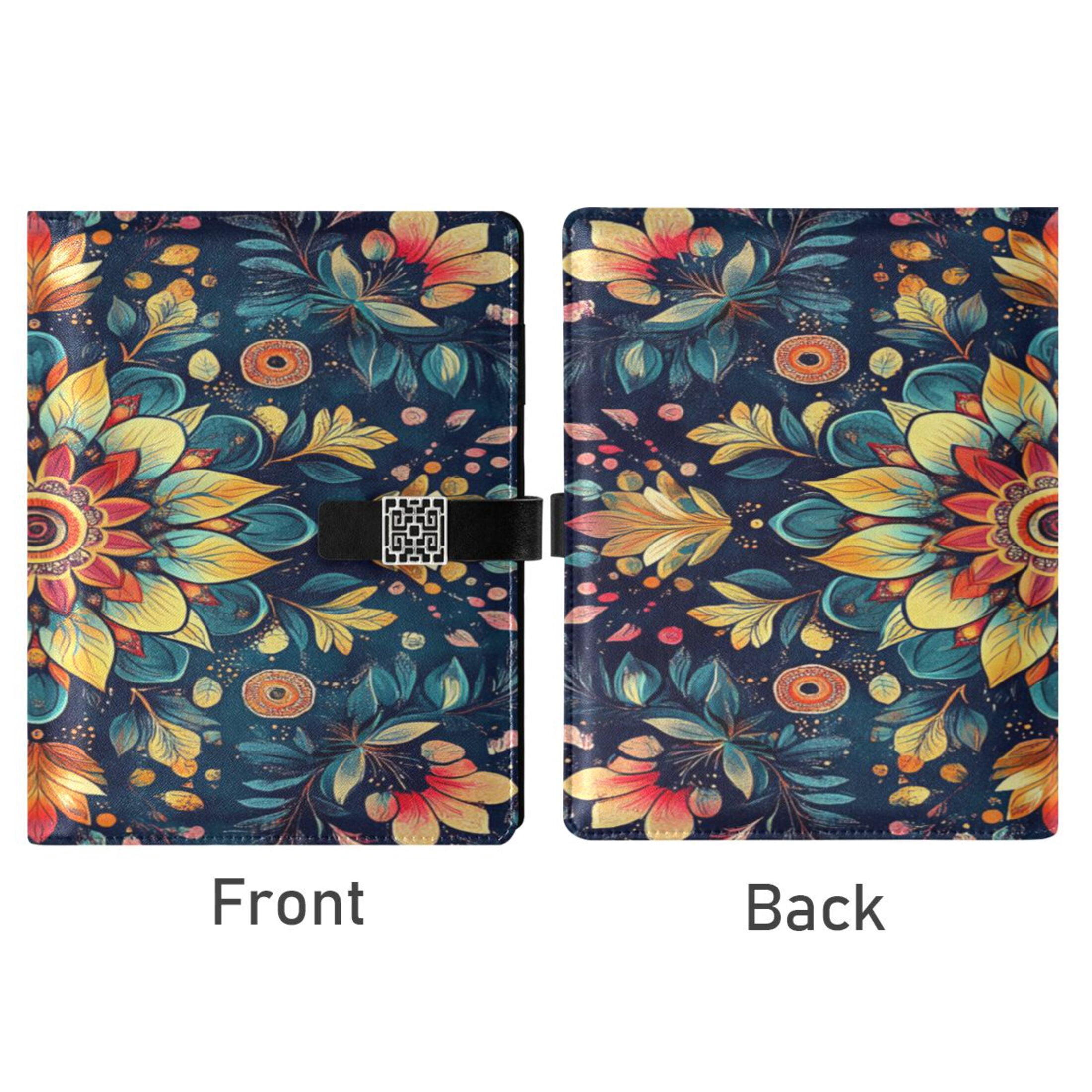 9.2x6.7 inch Leather Notebook 100 Sheets, Multi-Pocket Design & Pen Loop Vintage Mandala Pattern Refillable Journal Organizer