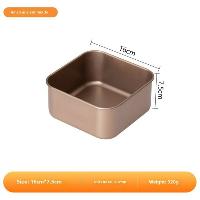 6-Inch Professional Square Baking Pan for Traditional Cakes & Breads - Heightened Deep Design, Non-Stick Coating, Durable Material, Easy Clean - Ideal Baking Tool for Home & Pro Bakers