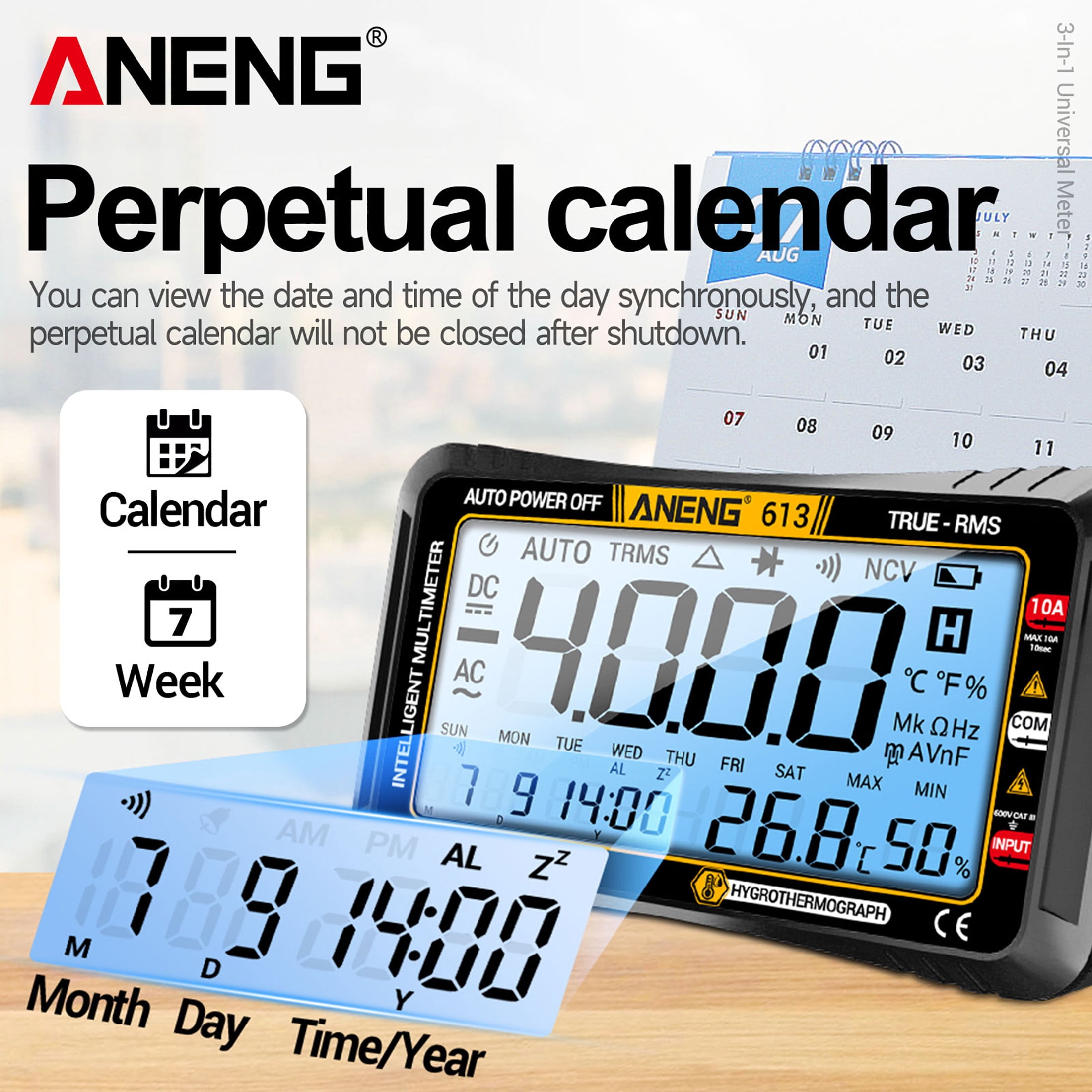 ANENG Digital Multimeter, 4000 Counts TRMS Auto-Ranging Tester for AC/DC Voltage, Current, Resistance, with LCD Display