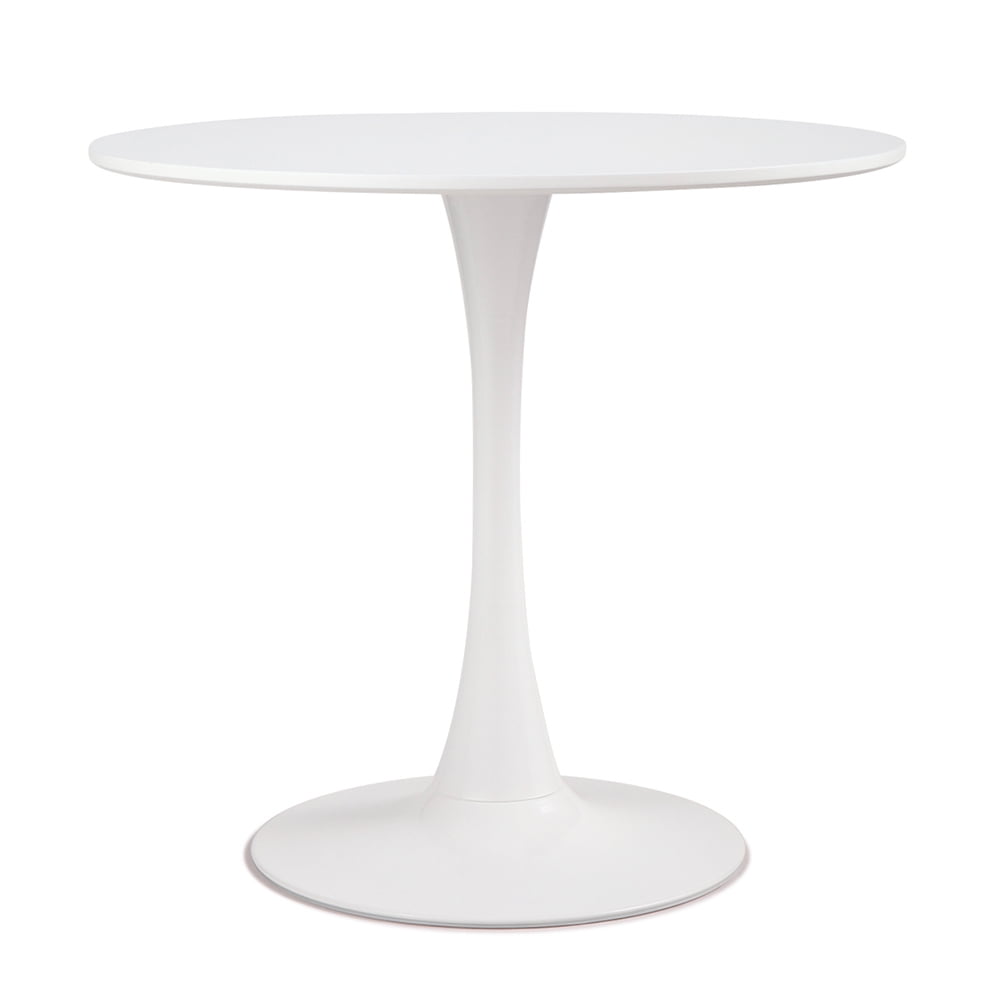 Kepooman 31.5"H Mid-Century Modern Dining Table, Pedestal Dining Table, End Table Leisure Coffee Table with Round Top and Pedestal Base, White