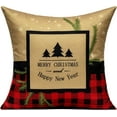 thumbnail image 5 of Christmas Red Gold Throw Pillow Covers Buffalo Check Plaid Cushion Cases Happy New Year Décor 20x20 Deer PiIlowcase Tree Prints Xmas Decorations for Sofa Couch Bed, 5 of 5