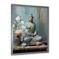 thumbnail image 2 of Designart "Tranquil Zen with Blue Buddha Statue I" Spiritual Framed Wall Art - Global Blue Meditation Entryway Framed Wall Art Print, 2 of 6