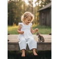 thumbnail image 3 of BemeyourBBs 2Pcs Toddler Baby Girl Summer Clothes Cotton Linen Outfits Fly Sleeve Ruffle Smocked Tank Tops Wide Legs Pants Set, 3 of 9