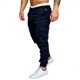 thumbnail image 1 of Pantalones largos para hombre, informales, de color liso, con bolsillos, cintura elástica, cordón ajustable y tobillos, deportivos, de poliéster., 1 of 5