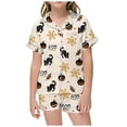 thumbnail image 1 of WEAIXIMIUNG Ensemble de Pyjama pour Enfants à Col Boutonné Imprimé, Haut à Manches Courtes et Short, 12-13 Ans, 1 of 4